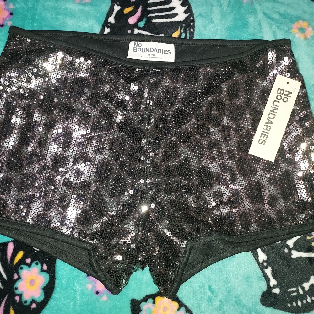 No Boundaries Sparkling Black Sequin Shorts